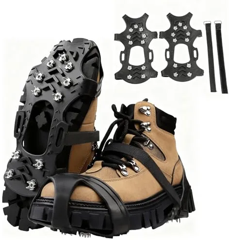 11 dientes antideslizantes crampones para botas de montaña, nieve y hielo para hombre y mujer, senderismo, correr, nieve, hielo, actividades al aire libre, trekking