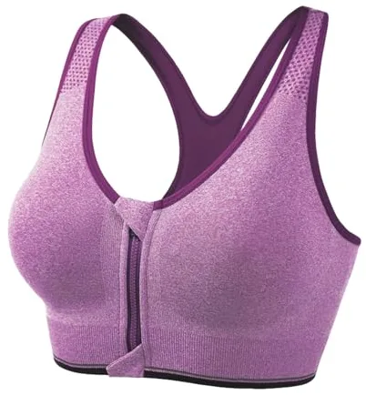 Sujetador Deportivo con Cremallera Frontal para Mujer, Top de Entrenamiento para Yoga, Running, Transpirable, con sujeción, sin Costuras, cómodo, Ropa Deportiva para Fitness