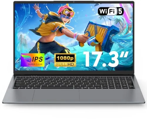 NAIKLULU 17.3 Pulgadas Laptop Processor N150 (1,2 a 3,6Ghz), RAM 16GB SSD 1TB Pc Portatil 2026 Computadora Ordenador Portatil Computer, Teclado Completo Retroiluminado/6000Mah/Type-C