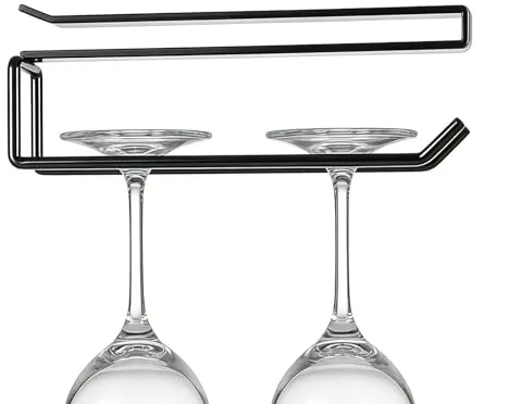 Generisch Soporte para copa de vino para armario bajo | Estante de secado para vasos sin taladrar | Soporte de almacenamiento para vasos y copas de vino | Para bar, bodega, cocina, salón