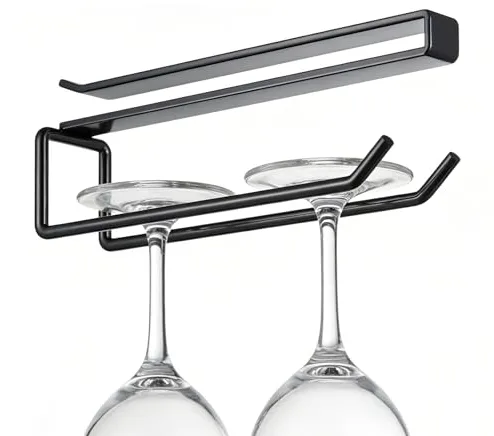 Soporte para copas de vino con armario | Sin taladrar Ahorrador de espacio de metal bajo encimera,Soporte para copas de vino para armario de cocina, para barra de cocina, estante de comedor