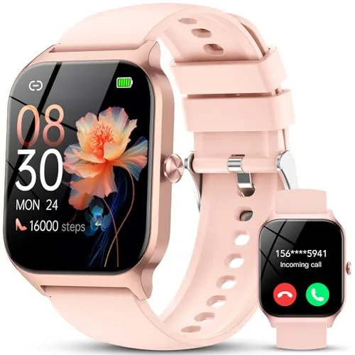 Reloj Inteligente Mujer Hombre,1.85" HD Smartwatch con Llamadas y Voz de Al,WhatsApp Notificaciones, Smart Watch con Podómetro/Pulsómetro/Monitor de Sueño,115+ Modos Deportes, IP68 Impermeable Rosa