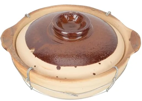 SHINEOFI Olla de Barro Individual de 0.5l con Asa, Cazuela Multifuncional para Guisar Arroz y Estofados, Cazuela Tradicional para Restaurantes y Cocina Casera Estilo Estilo Aleatorio