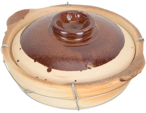 SEWACC Olla para Guisar de Barro con Asa Individual 0,5 L, Cazuela Doméstica Multifuncional para Cocinar Arroz, Estofado y Sopas, Adecuado para Cocina Tradicional y Uso Estilo Aleatorio
