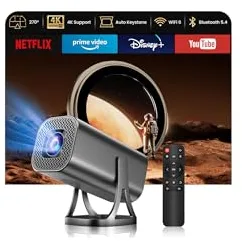 Proyector Portátil 1080P Soporte 4K con WiFi 6 Bluetooth 5.4, Mini Portable Proyector 22000 Lúmenes Android 12.0, 270° Rotation Auto Keystone Zoom Ajustable Compatibile HDMI USB TF Laptop PC Teléfono