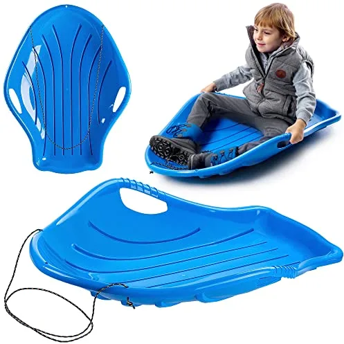 KADAX Trineo de plástico para niños y adultos, 94 x 69 x 18 cm, trineo para niños, trineo infantil, trineo de plástico, deslizador de nieve, deslizador de nieve (azul)