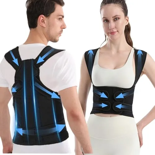 Corrector Postura Espalda Hombre,Espalda Recta Mujer Corrector,Faja Espalda Mujer,Tirantes para Corregir la Espald,Entrenador Postural,Transpirable Corregir Soporte Cuello Hombros Lumbar Enderezar