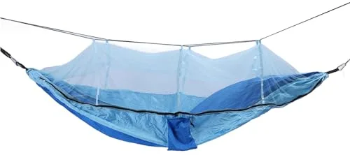 Hamaca de Exterior con Red, Hamaca portátil para Acampar, Hamaca Ligera con Capacidad de Carga de 661 LB para pícnic en Patio y Senderismo, Tienda de Malla Transpirable con Bolsa d (Azul Real con