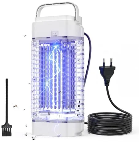 lampara antimosquitos, Antimosquitos Electrico, Matamoscas eléctrico UV de 4200 V y 18 W, matamoscas eléctrico para Interiores y Exteriores, lámpara matamoscas Impermeable para el Control