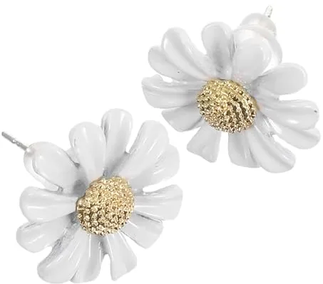 SHERCHPRY Pendientes Pequeños de Margarita en Tonos Claros para Mujer, Aguja de Plata 925, Bisutería Floral Vintage, Estilo Romántico para Uso Diario y Ocasiones Obsequios