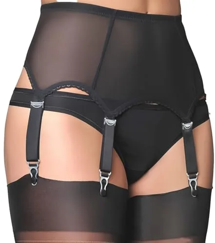 ROKZELT Talla Grande Liguero Encaje Sexy Conjunto Liguero Lenceria Mujer Ropa Interior Feminina Liga de Cintura Alta, Medias elásticas ajustables y sexis para mujer