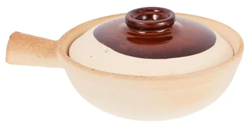 BESPORTBLE Olla de Barro Tradicional de Cerámica 19x7 Cm para Arroz y Estofados, Cazuela Individual Portátil para Cocina de Restaurante y Comida para Llevar