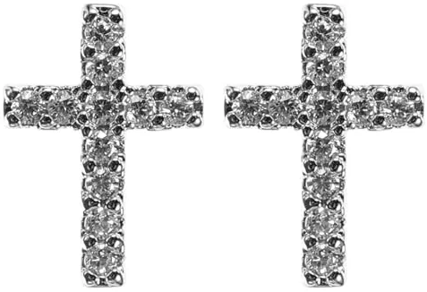 LALADEFIEE Pendientes de Cruz para Mujer, Pequeños Pendientes Plateados, Diseño Minimalista, Piercings Cómodos para Dormir, Bisutería Juvenil y Moderna para Uso Diario