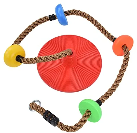 KIMISS Asiento de Columpio de Escalada Asiento de Columpio de Disco para Niños en Interiores y Exteriores - de árbol con Cuerda de Escalada