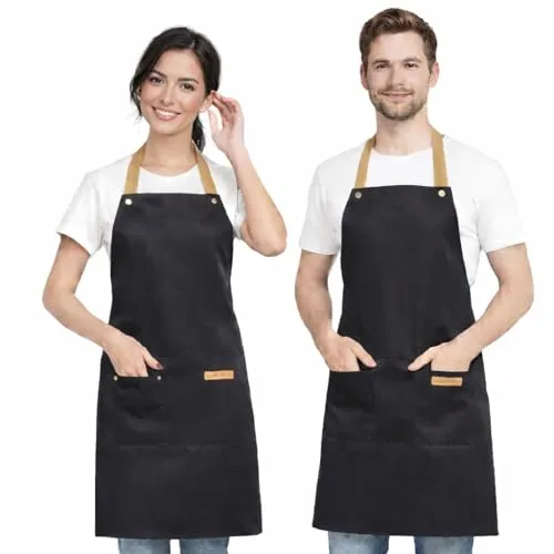 Delantal Cocina Mujer - Delantal Cocina Hombre - Mandiles De Cocina - Delantal Impermeable y Ajustable - Ideal Como Mandil Camarero Peluqueria Barbacoa o Jardinería – Para uso profesional y domestico