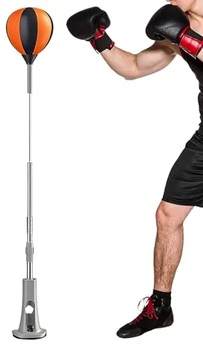 Saco de boxeo con soporte, equipo de entrenamiento de boxeo, base de succión de altura ajustable para adultos con soporte, para niños, adolescentes, gimnasio en casa, ejercicio, artes marciales