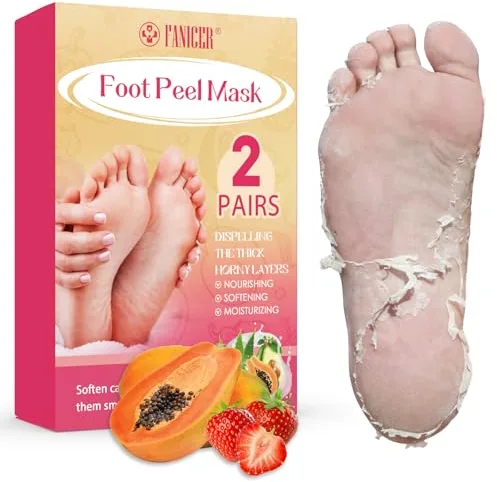2 Pares Mascarilla Pies Peeling, Foot Peel Mask, Hidratantes Para Pies Secos Agrietados, Reparar El TalóN Agrietado Muerto, Mujeres Y Hombres(Fresa Y Papaya)