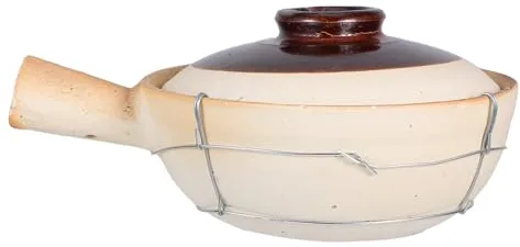 INOOMP Olla de Barro Tradicional 0,5l Color Claro Asa Simple y Alambre, Cazuela de Cerámica para Cocinar Arroz, Sopas y Guisos, Resistente al Calor, Utensilio Adecuado para Reuniones