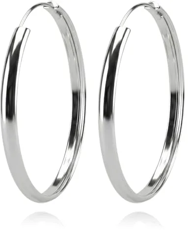 Pendientes aro plata mujer de media caña - Aros de 40mm y 3mm de ancho - Estos pendientes mujer plata se envían en una cajita Hand Made ideales para regalar