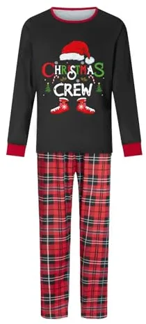 Generisch Conjunto de pijama familiar para cuatro personas, acogedor pijama de fiesta con diseño navideño para vacaciones de invierno, Negro , M