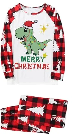 Conjunto de pijama familiar de Navidad acogedor y cómodo con estampado de animales, diseño de bloques de colores para madres, rojo, S