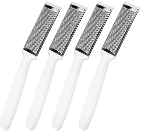 TIKODIDA Limas de Pie Exfoliantes de Acero Inoxidable 4 Piezas Transparentes para Pedicura Profesional Eliminación de Callos y Durezas Cuidado de Pies en Casa