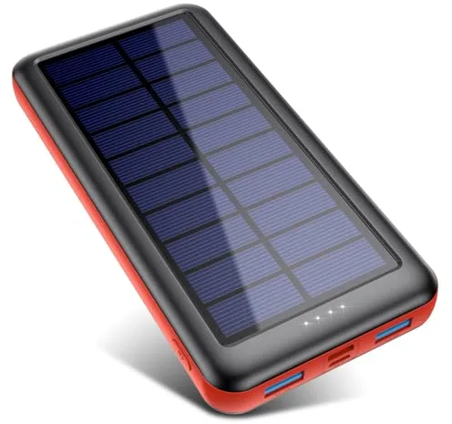 Feob Cargador Solar 26800mAh, Power Bank Solar [3 Entradas y 2 Salidas] Batería Externa Solar de Carga Rápida Cargador Movil Portatil con USB C Entrada para iPhone 17/16/15, Samsung, Tablets etc