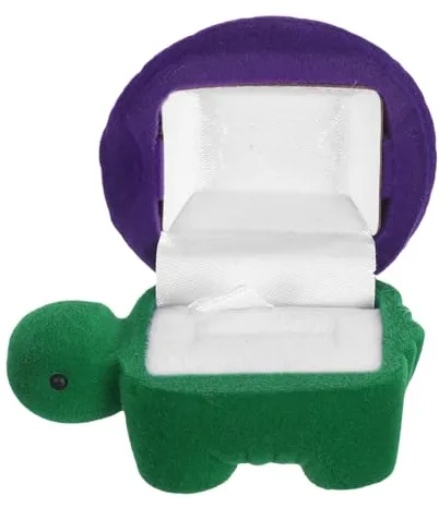 Baluue Caja de Joyería Pequeña Forma de Tortuga Morada, Organizador de Joyas Interior de Terciopelo para Anillos y Pendientes, Joyero Portátil Adecuado para Viaje y Uso Diario