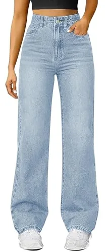 Vaqueros Mujer Rectos Tiro Alto Jeans Push Up Anchos Elasticos Vaquero con Bolsillo Pierna Recta Pantalones Tallas Grandes Color Liso Pantalón Cómodos y Casuales Algodón Holgados para el Uso Diario