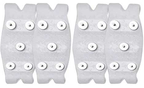 DRESSOOS 4 Pinzas de Hielo para Botas de Invierno para Correr - Pinzas de Hielo para Botas de Nieve con Clavos para Senderismo y Trekking - Crampones de Acero al manganeso para Uso en pavimento