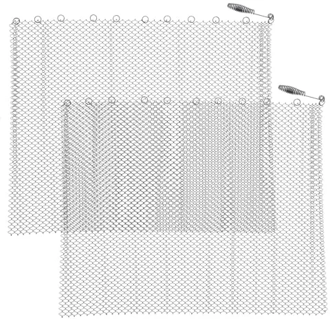 HEANUJJ Cortinas de Malla Ignífugas para Chimenea 2 Piezas 61x45,7 Cm con Anillos Metálicos y Protección contra Chispas para Hogar, Paneles de Pantalla Plegables y Resistentes al Calor